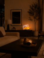 آباژور سنگی سولاریس | ساخته‌شده از سنگ عقیق طبیعی با نور آرامش‌بخش
