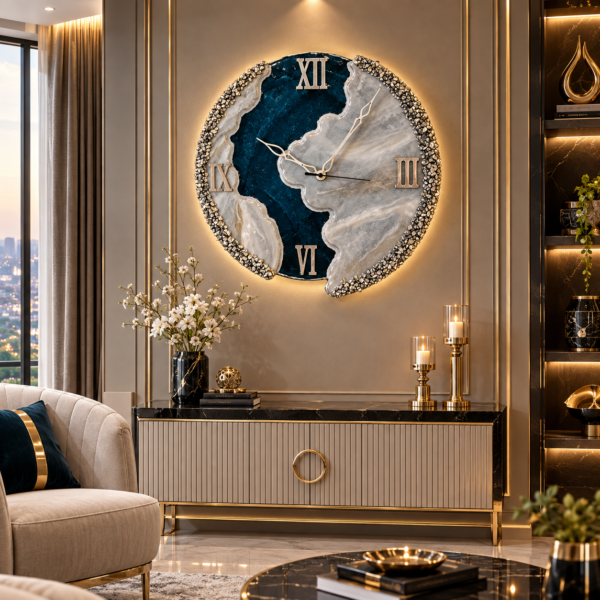 ساعت دیواری ڑنودآبی بانورپردازی ملایم کد630